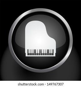 Piano Icon Symbol with Glass Button Background