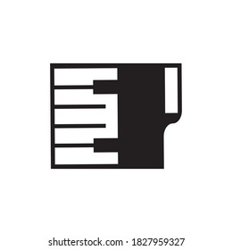 Icono de piano y patrón de logotipo vectorial