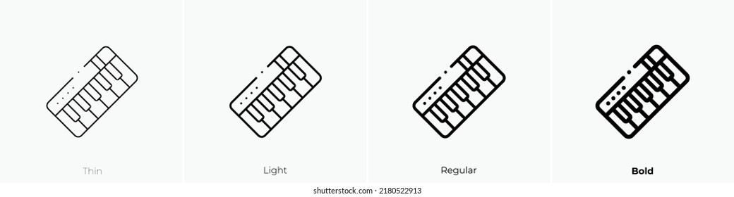 piano icon. Thin, Light Regular And Bold style design isolated on white background