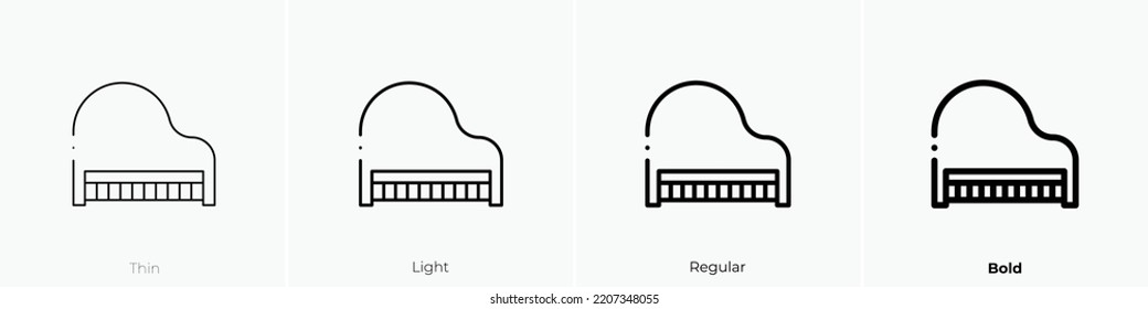 piano icon. Thin, Light Regular And Bold style design isolated on white background