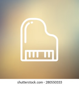 Piano icon thin line for web and mobile, modern minimalistic flat design. Vector white icon on gradient mesh background.