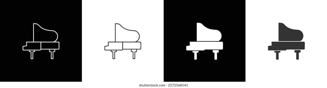 Piano icon. Upright piano icon vector illustration in black, white and transparent background. Eps10