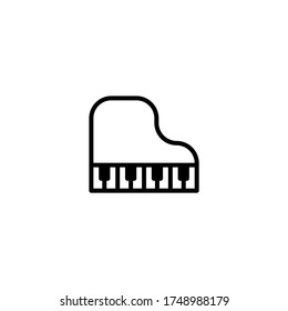Piano icon vector in black flat glyph, filled style isolated on white background