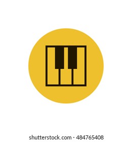 Piano icon vector, clip art. Also useful as logo, circle app icon, web UI element, symbol, graphic image, silhouette and illustration. Compatible with ai, cdr, jpg, png, svg, pdf and eps formats.