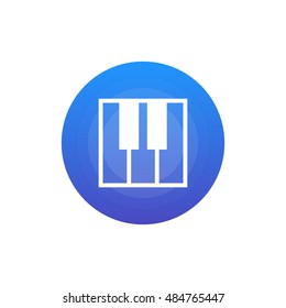 Piano icon vector, clip art. Also useful as logo, circle app icon, web UI element, symbol, graphic image, silhouette and illustration.