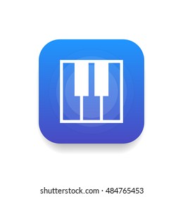 Piano icon vector, clip art. Also useful as logo, square app icon, web UI element, symbol, graphic image, silhouette and illustration. Compatible with ai, cdr, jpg, png, svg, pdf and eps formats.
