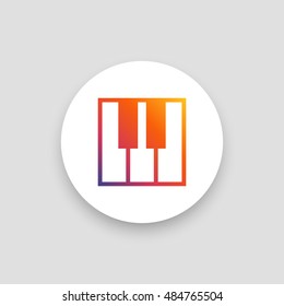 Piano icon vector, clip art. Also useful as logo, circle app icon, web UI element, symbol, graphic image, silhouette and illustration. Compatible with ai, cdr, jpg, png, svg, pdf and eps formats.