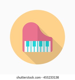 Piano icon , Vector flat long shadow design.