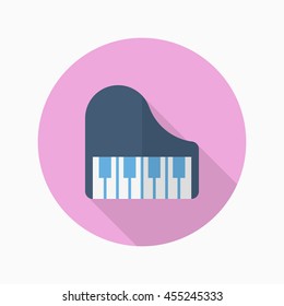 Piano icon , Vector flat long shadow design.