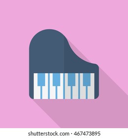 Piano icon , Vector flat long shadow design.