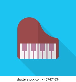 Piano icon , Vector flat long shadow design.