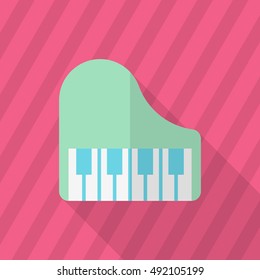 Piano icon , Vector flat long shadow design.