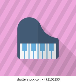 Piano icon , Vector flat long shadow design.