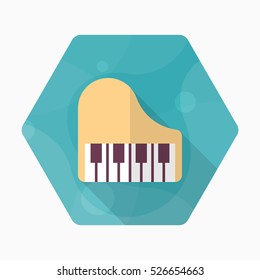 Piano icon , Vector flat long shadow design.