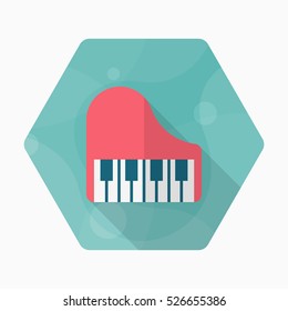 Piano icon , Vector flat long shadow design.