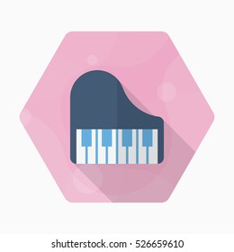 Piano icon , Vector flat long shadow design.
