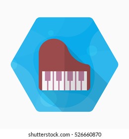 Piano icon , Vector flat long shadow design.