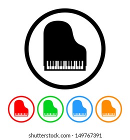 Piano Icon in Vector Format with Color Variations