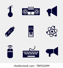 piano icon, Vector illustration. thermometer icon. speaker icon
