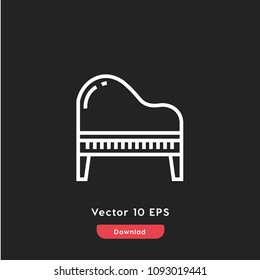 Piano icon vector, musical instrument symbol. Modern flat vector illustration for web and mobile app