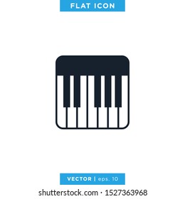 Piano Icon Vector Trendy Flat Design Template