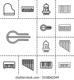 Piano icons. set of 13 editable outline piano icons such as musical instrument