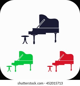 Piano Illustration set. Blue, green, red icon.