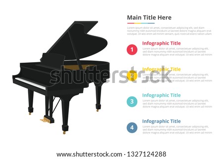 piano infographic template with 4 points of free space text description - vector