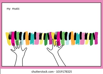 Piano from ink stains. Illustration for a music festival. Picture for the postcard. Jazz concert.