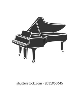 Piano Instrument Icon Silhouette Illustration. Music Vector Graphic Pictogram Symbol Clip Art. Doodle Sketch Black Sign.