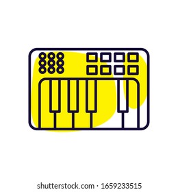 piano instrument line style icon design, Music sound melody song musical art and composition theme Vector illustration