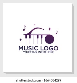 piano instrument logo template design vector, music logo vector