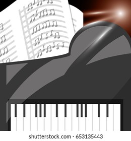 piano instrument with music sheets