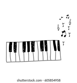 piano instrument with note musical icon, vector illustration design