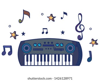 piano instrument with treble clef and quaver with beam notes