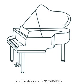 Piano einzeln doodle-Vektorgrafik. Klassisches Keyboard-Musikinstrument