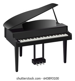 Piano, isolated on white background. Vector illustration