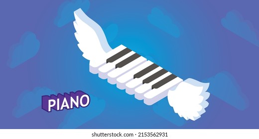 Piano isometric design icon. Vector web illustration. 3d colorful concept