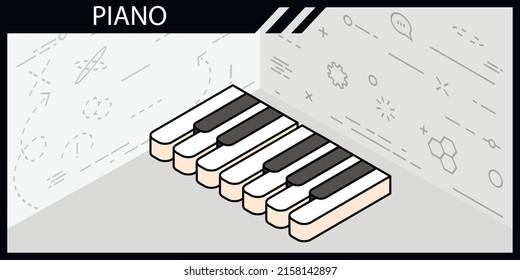 Piano isometric design icon. Vector web illustration. 3d colorful concept