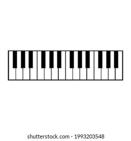 Piano key music vector illustration instrument black and white note. Classic synthesizer piano key sound isolated white background. Color instrument template horizontal with space equipment icon