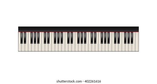 Piano keyboard, 61 keys, isolated 