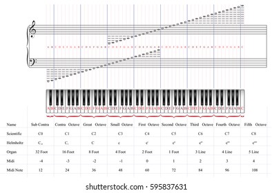 Piano Keyboard 88 Keys By Octaves Stock Vector (Royalty Free) 595837631 ...