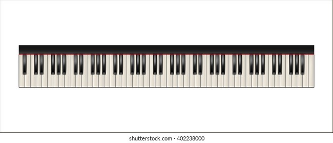 Piano keyboard, 88 keys, isolated 