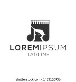 Piano keyboard with bird logo. Music design template