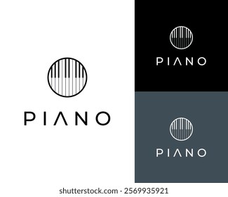 Piano Keyboard Circle Orchestra Classical Music Instrument Musical Vector Logo Design Illustration