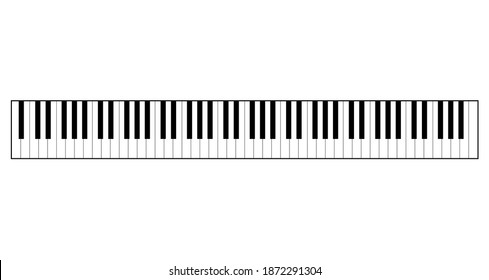 The piano keyboard. Classical musical instrument. View from above. Vector isolated illustration.