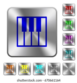 Piano keyboard engraved icons on rounded square glossy steel buttons