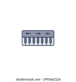 teclado de piano Icono plano aislado en fondo blanco 