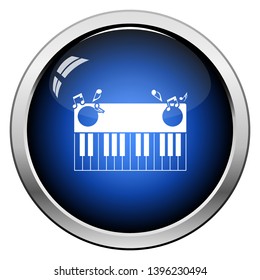 Icono de teclado de piano. Diseño de botón brillante. Ilustración vectorial.