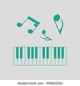 Piano keyboard icon. Gray background with green. Vector illustration.